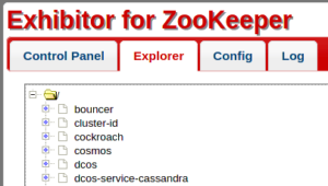 Menú Explorer en Exhibitor de Zookeeper en DC/OS